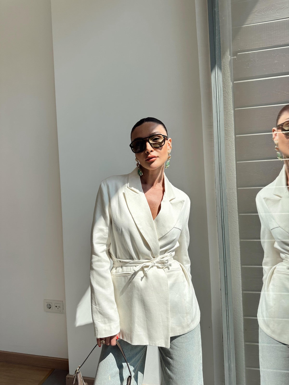 Conjunto Blazer e Calça de linho amarrado - Sabrina
