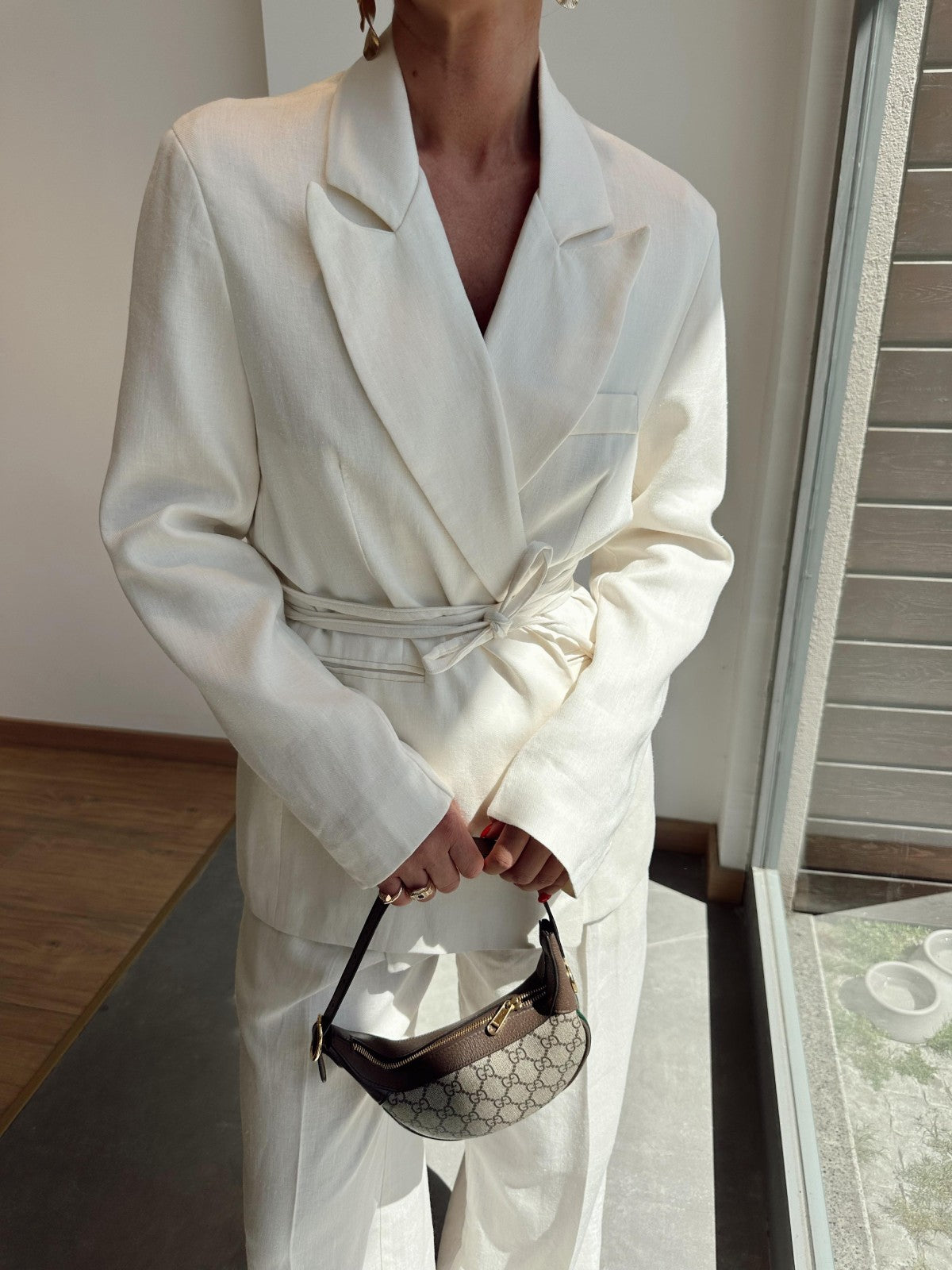 Conjunto  Blazer e Calça de linho amarrado - Sabrina