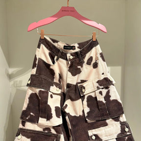 Calça Cargo Cow Print