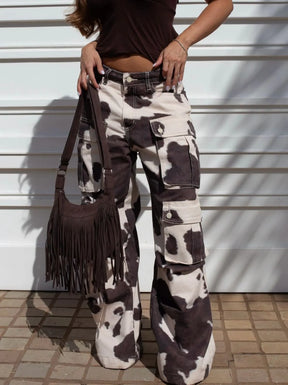 Calça Cargo Cow Print